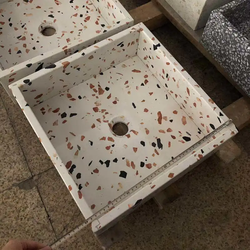 modern multi   color pink  terrazzo basin  vessel sink