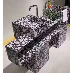 Hot Sell Black Cement Terrazzo with White Marble Big Aggregates used for Hotel Bathroom Basin or Sink