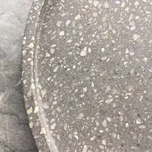 Grey Color Cement Terrazzo Round Serving Trays for Hotel