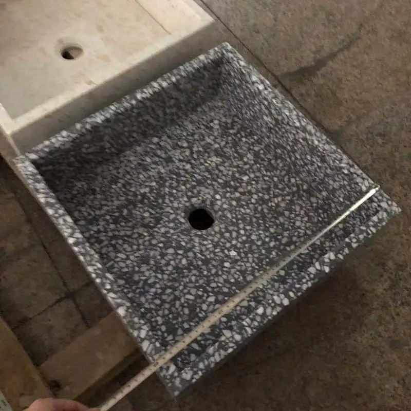 customized white cement terrazzo basin