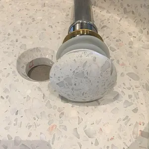 modern multi  white  color black terrazzo stone vessel sink