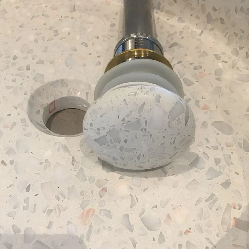 modern multi  white  color black terrazzo stone vessel sink