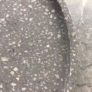 Grey Color Cement Terrazzo Round Serving Trays for Hotel