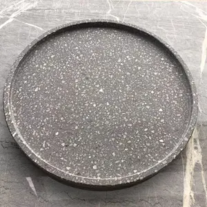 Grey Color Cement Terrazzo Round Serving Trays for Hotel