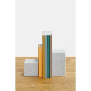 White Carrara Marble Bookends Contemporary Sculpture Modern Elegant Art Bookends
