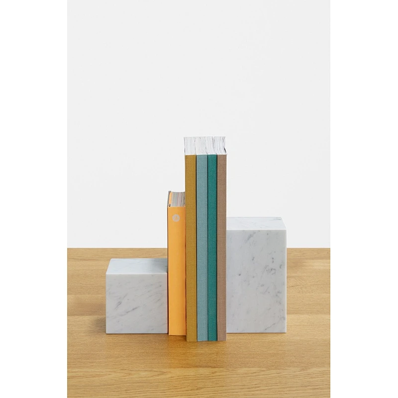 White Carrara Marble Bookends Contemporary Sculpture Modern Elegant Art Bookends