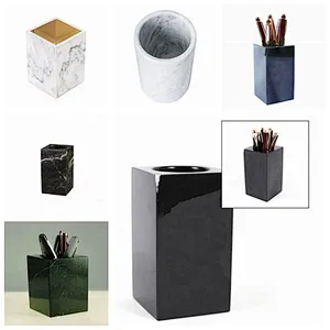 Marble Pencil Holder, White Marble Desktop Pen Holder for Sale