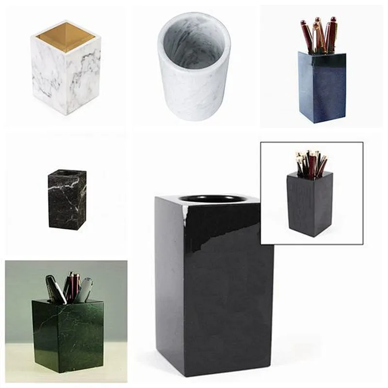 Marble Pencil Holder, White Marble Desktop Pen Holder for Sale