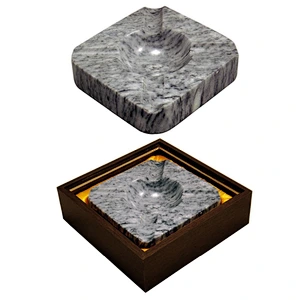 Square Solid Marble Four Cigar Ashtray, Black