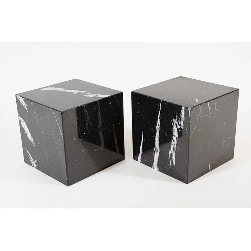 White Carrara Marble Bookends Contemporary Sculpture Modern Elegant Art Bookends