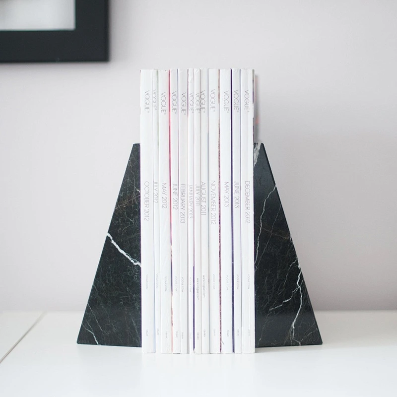 White Carrara Marble Bookends Contemporary Sculpture Modern Elegant Art Bookends