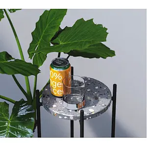Terrazzo Double-layer iron flower stand Simple flower table