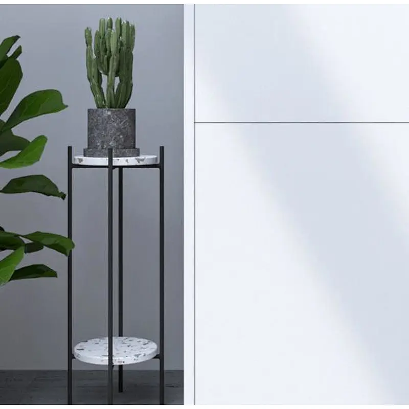 Terrazzo Double-layer iron flower stand Simple flower table