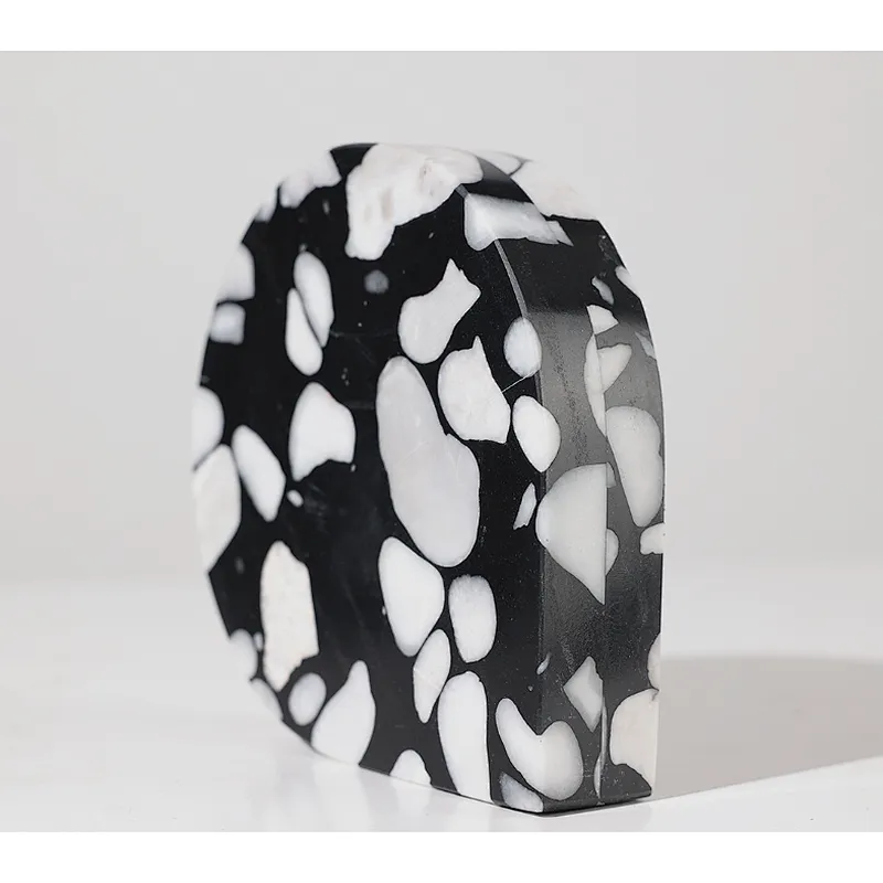 terrazzo stone marble stone for bookend stone bookholder for Home Decoration