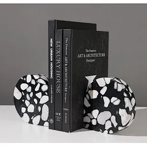 terrazzo stone marble stone for bookend stone bookholder for Home Decoration
