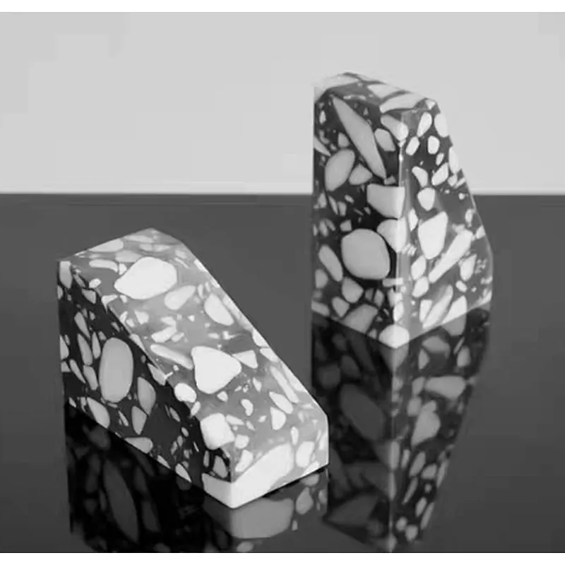 terrazzo stone marble stone for bookend stone bookholder for Home Decoration