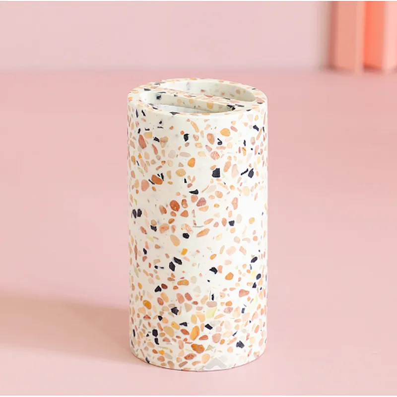 Bathroom Decoration Set, Resin Wash Set, Bathroom Toothbrush Mouthwash Cup,Terrazzo Cup for Hotel Toilet