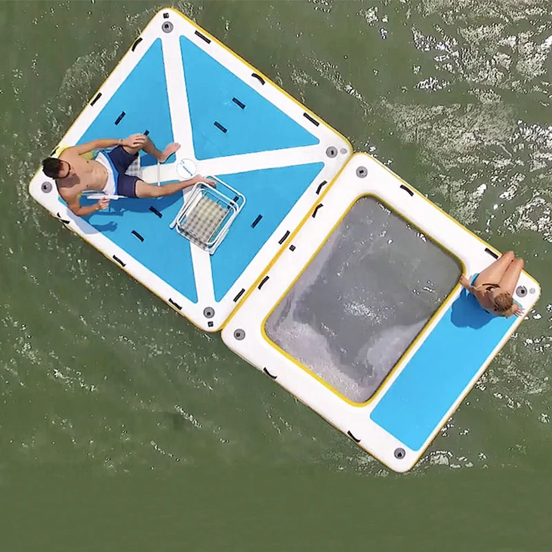 Hot Selling Teak Drop Stitch Sunbathing Yoga Water Pontoon Platform Inflatable Jetski Dock