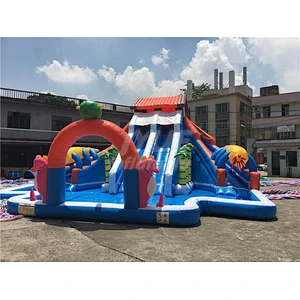 Fabrica juegos inflables tobogan con piscina pvc kids acuatico