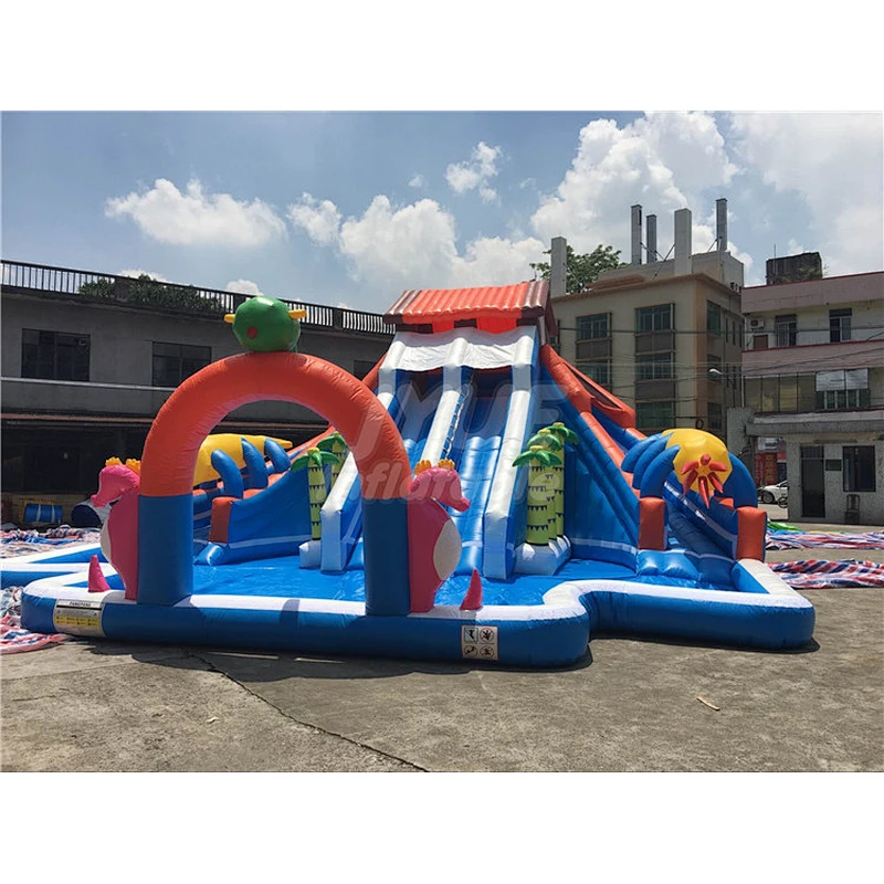 Fabrica juegos inflables tobogan con piscina pvc kids acuatico