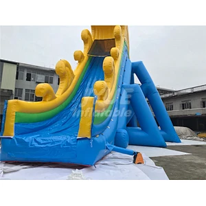 Commercial Yellow And Blue Inflatable Stair Slide Summer Pool Slide Inflatable For Adult