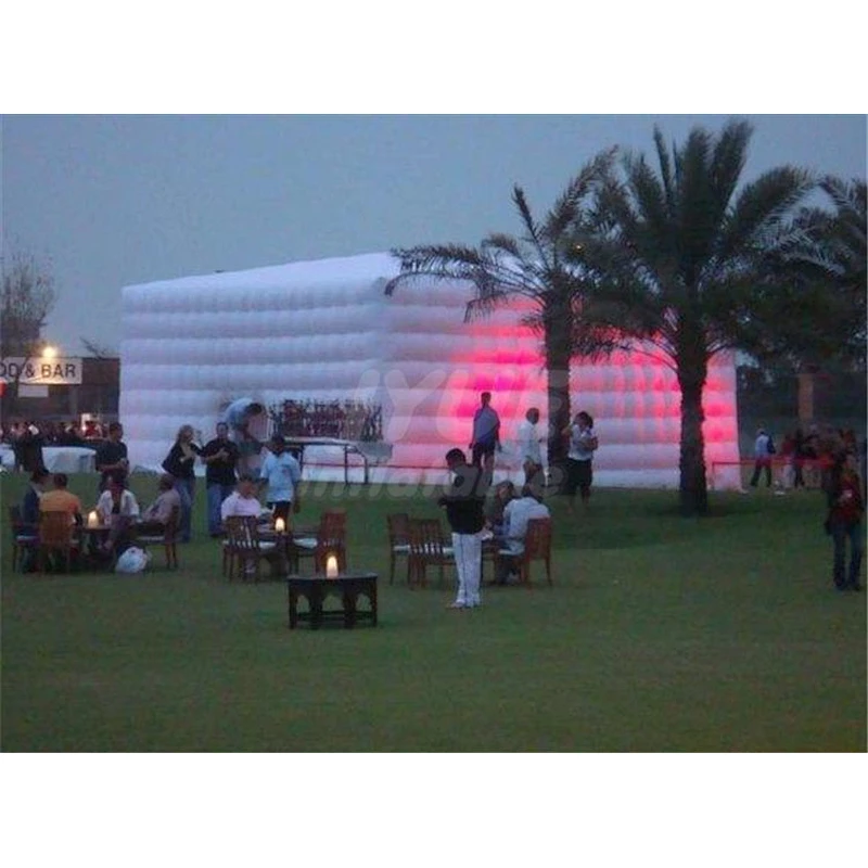 White Large Durable LED Lighting Cube Decoration Inflatable Party Tent