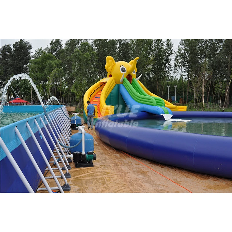 Metal Frame Square Blue Inflatable Swimming Pool Plastic Frame Pool With Filter