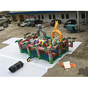 Huge Portable Inflatable Jumping Playground For Outdoor,Inflatable Amusement Park For Kids Playground