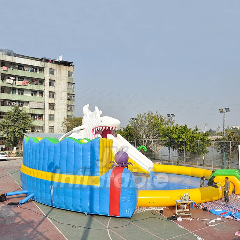 Outdoor Equipment Commercial Shark Water Park Playground Inflatable Ground Water Park