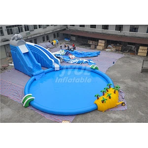 Fabrica juegos inflables tobogan con piscina pvc kids acuatico
