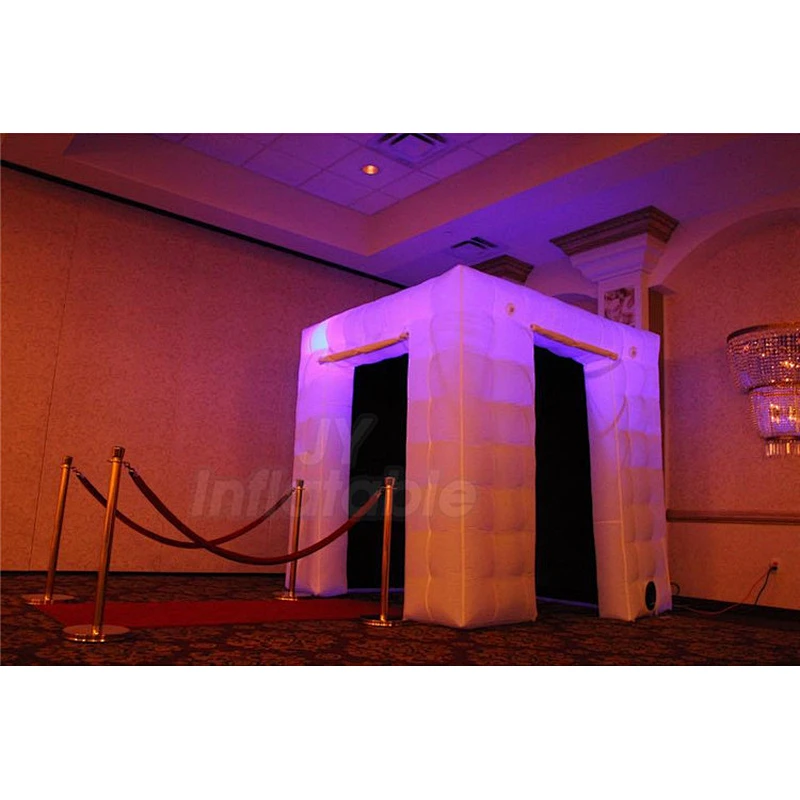Outdoor White Enclosure Wall Props LED Cabin Inflatable Photo Booth