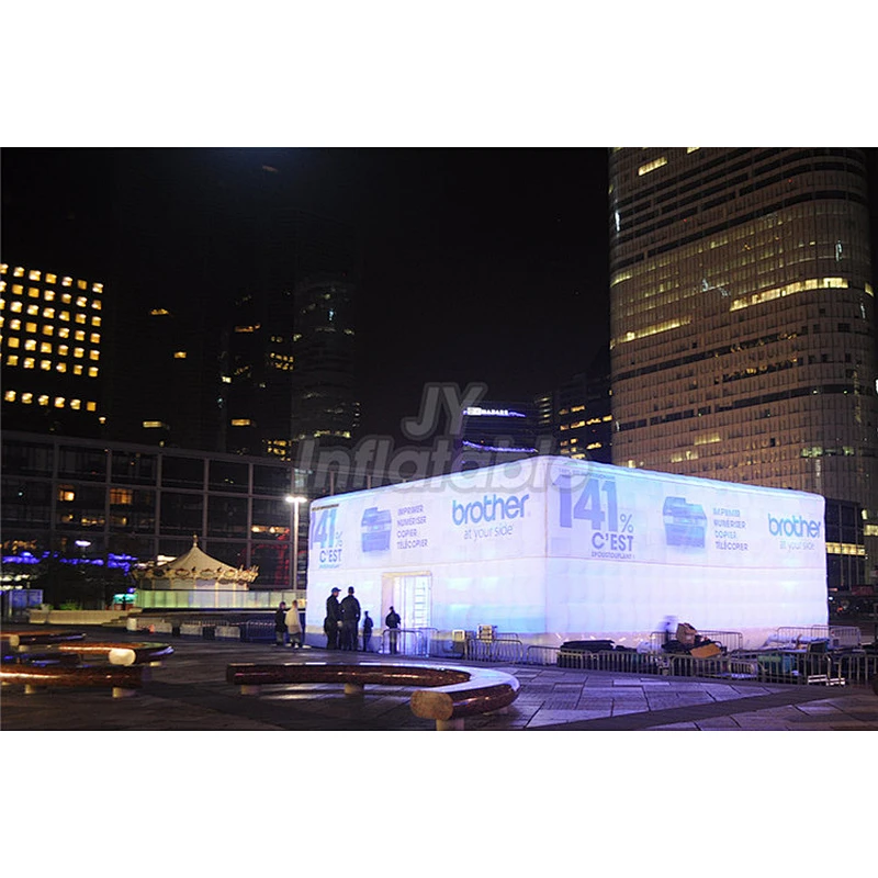 Fire Resistant White Lighting Tent Inflatable Cube Tent With LED Lights For Advertising
