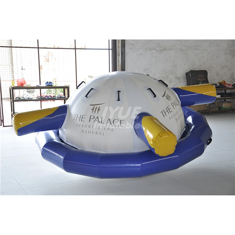 Crazy Toys Floating Water Inflatable Rocking Saturn PVC UFO Inflatable Water Spinner For Water Park