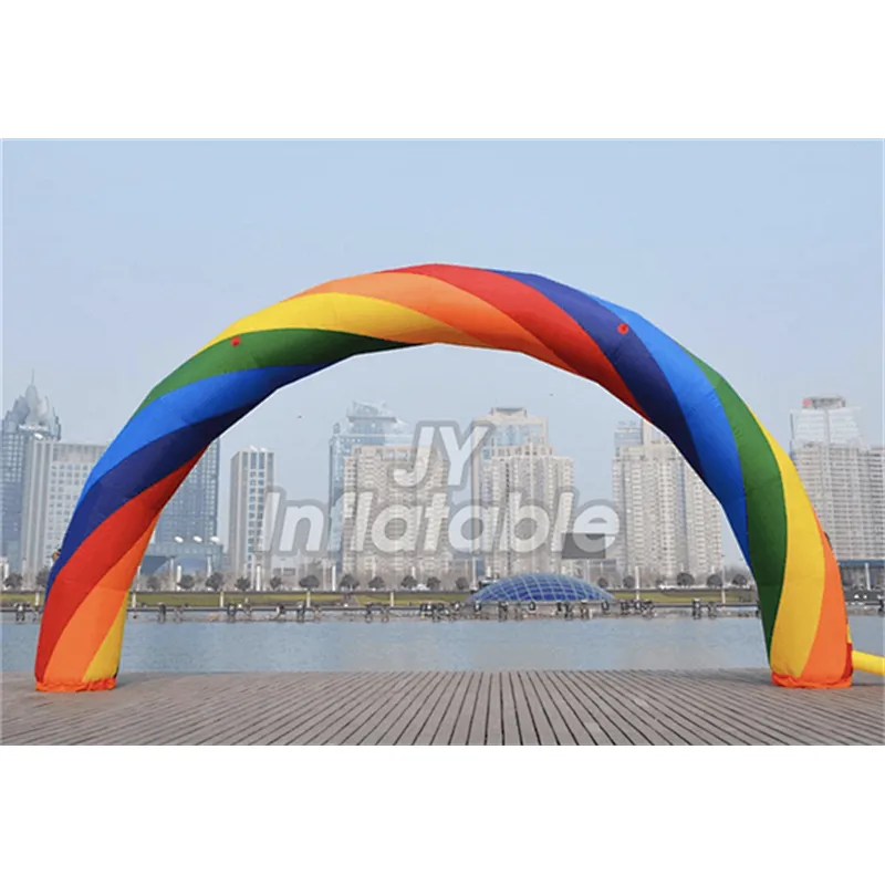 Customized Logo Advertising Entrance Line Inflatable Rainbow Arch With Hanging Banner