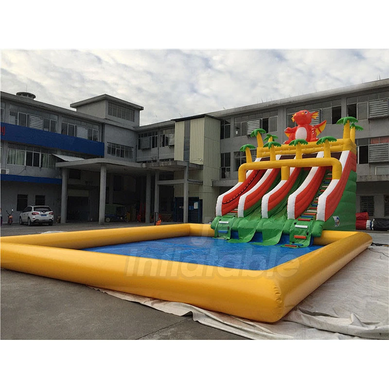 Free Customized Commercial Indoor Use Pool Slide Inflatable Water Park For Kids