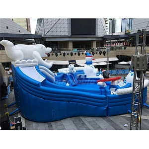 Polar Bear Theme Park Inflatable Water Slide Park For Rental Business