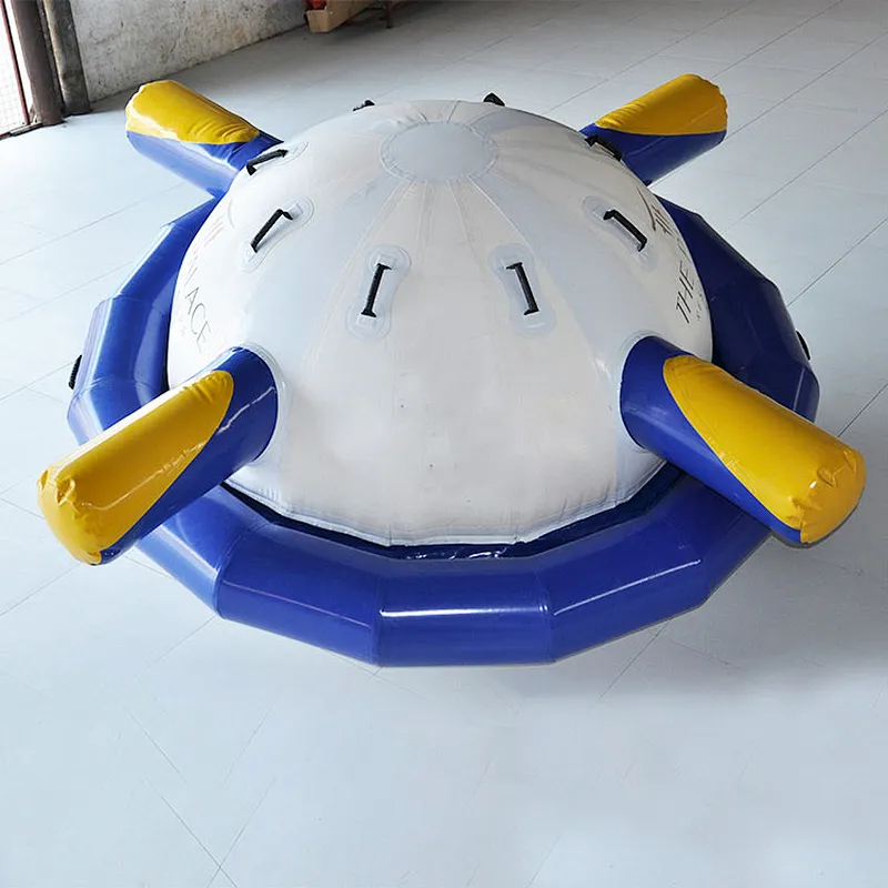 Crazy Toys Floating Water Inflatable Rocking Saturn PVC UFO Inflatable Water Spinner For Water Park