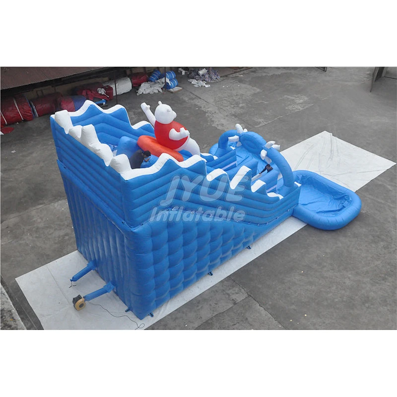 Commercial Grade Portable Inflatable Water Slide With 2 Swimming Pool For Kids