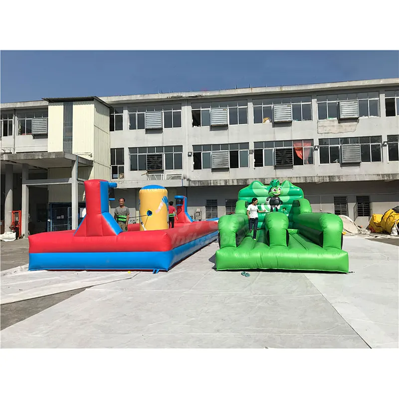 High quality Inflatable Sport Games Competitive Challenge Race Equipment Two Lane Inflatable Bungee Run
