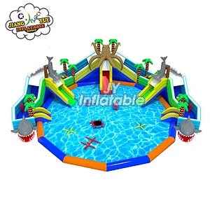 Commercial Grade Big Inflatable Commercial Water Park ,Castle Slide with Pool