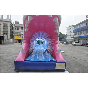 Custom Kids Adult Shark Inflatable Slip And Slide Waterslide With Pool For Sale
