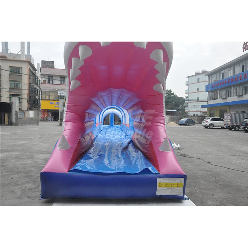 Custom Kids Adult Shark Inflatable Slip And Slide Waterslide With Pool For Sale