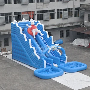 Commercial Grade Portable Inflatable Water Slide With 2 Swimming Pool For Kids