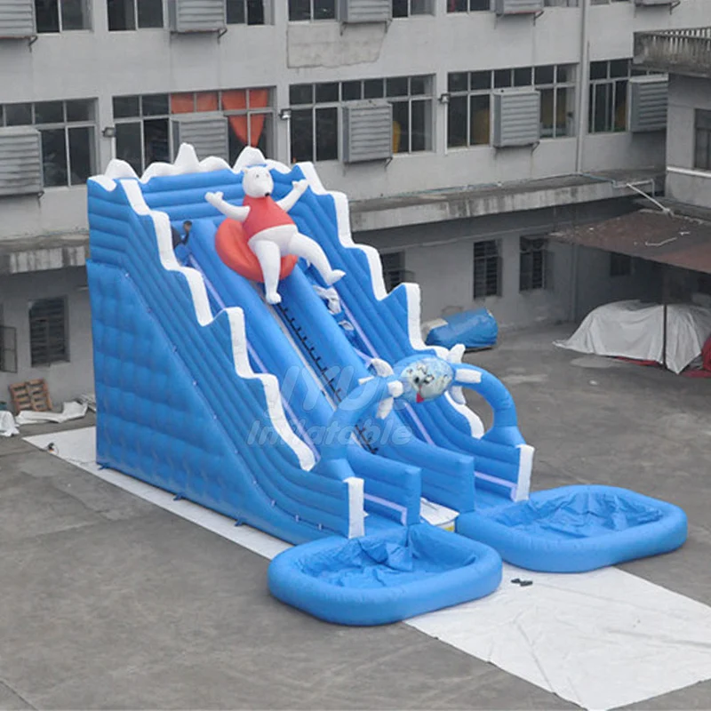 Commercial Grade Portable Inflatable Water Slide With 2 Swimming Pool For Kids