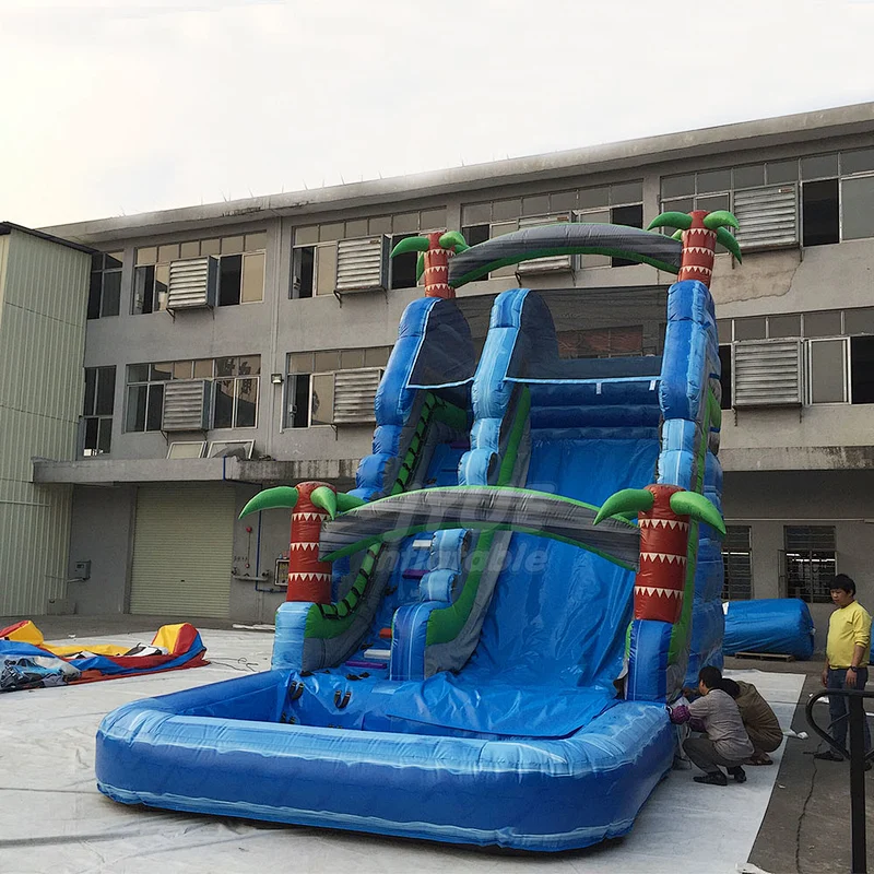 Hot Tropical Cheap Water Slide Jumper ,Blow Up Inflatable Water Slide And Pool