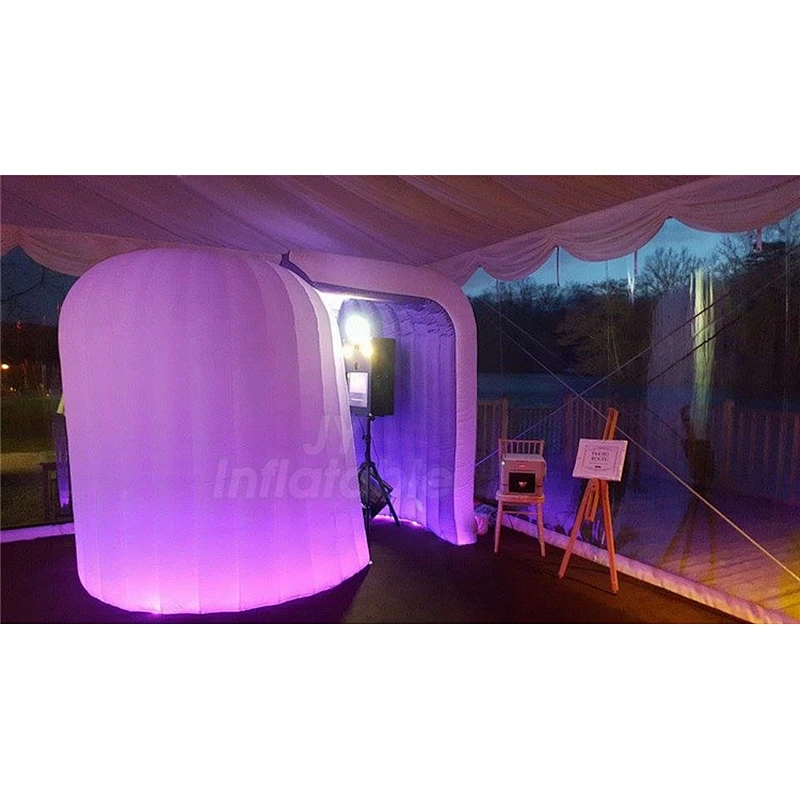 Outdoor White Enclosure Wall Props LED Cabin Inflatable Photo Booth