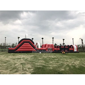Blow Up Fun Run Red Inflatable Challenge Obstacle Course Races For Adults