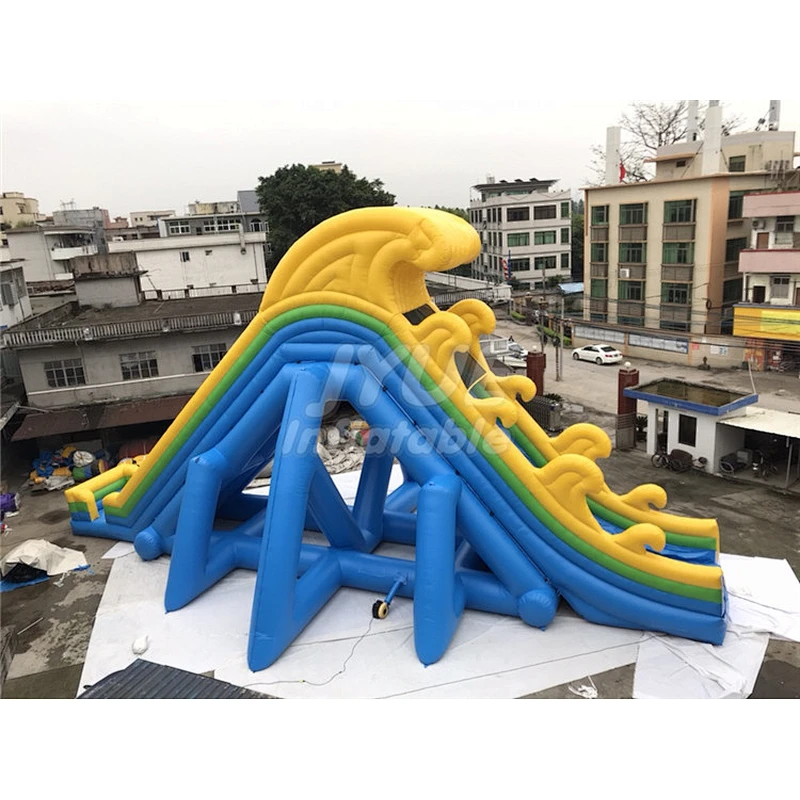 Commercial Yellow And Blue Inflatable Stair Slide Summer Pool Slide Inflatable For Adult