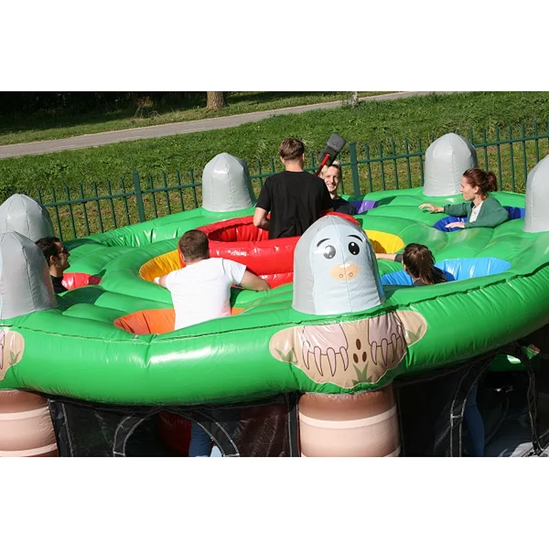 Outdoor Interactive Game Inflatable Human Whack A Mole With Hammer For Kids And Adults