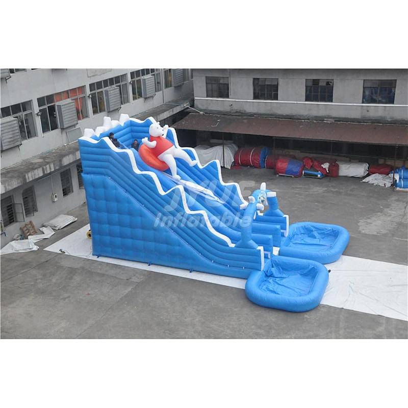 Commercial Grade Portable Inflatable Water Slide With 2 Swimming Pool For Kids